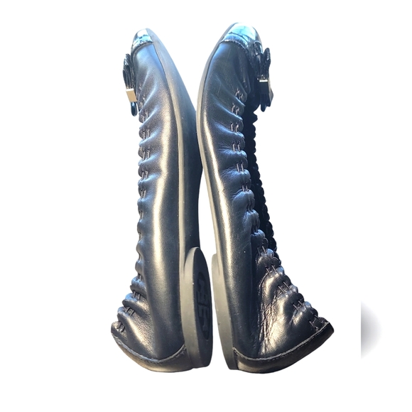 Tory Burch Leather Ballet Flats Black Silver Hardware Women's 7.5 - Picture 4 of 8